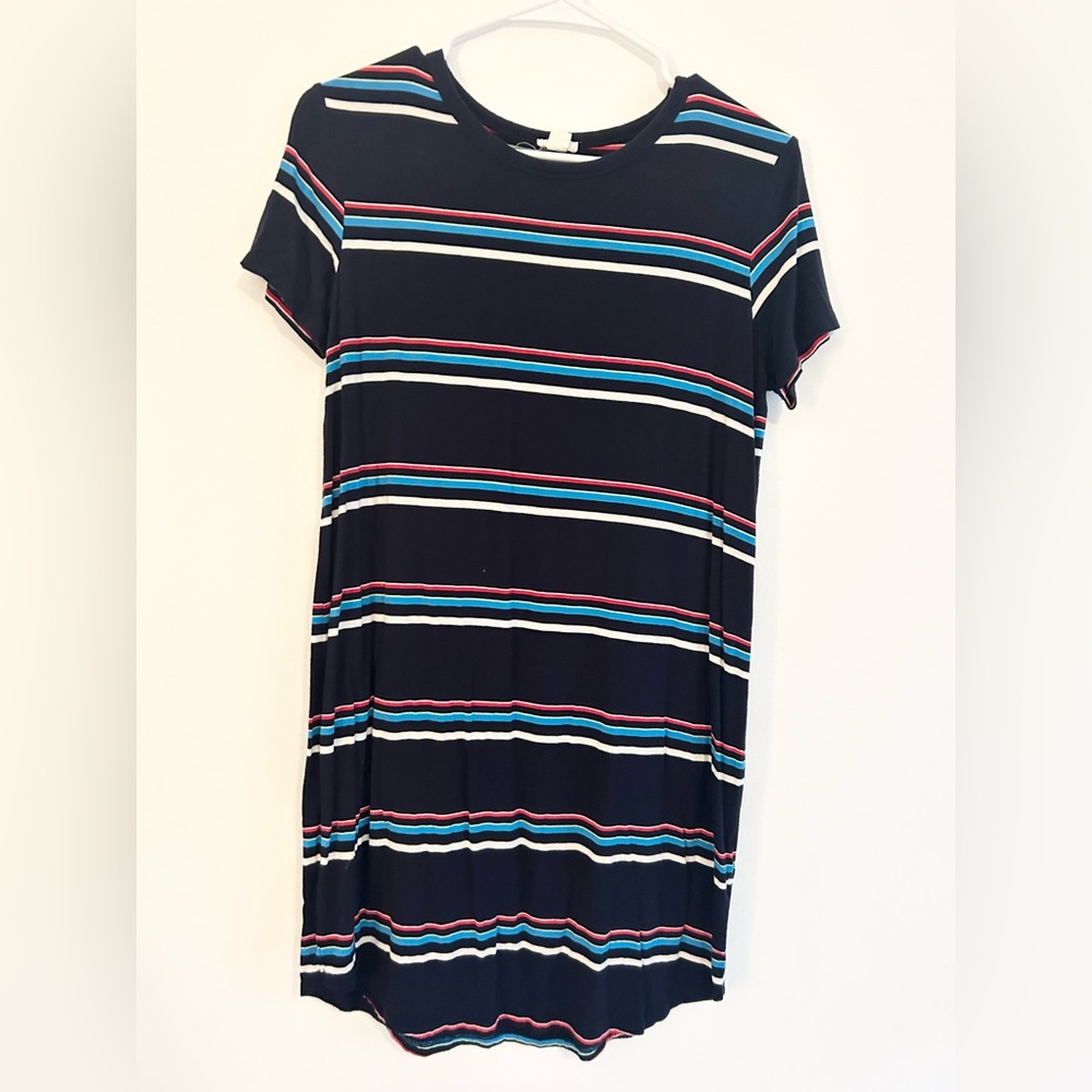 Medium Dress from Garage! Dark blue with white, light blue, red stripes!